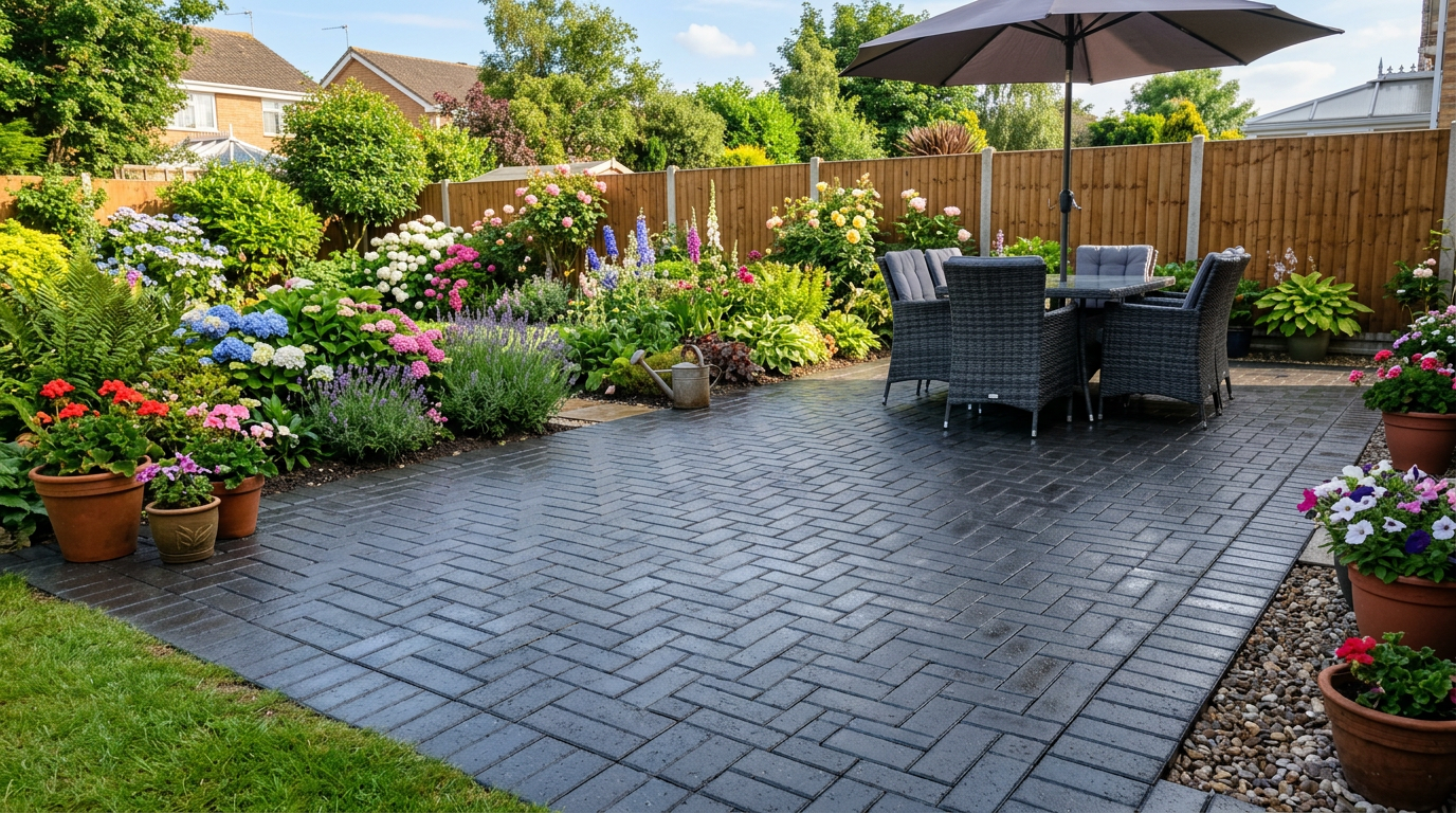 Freshly cleaned patio and paving
