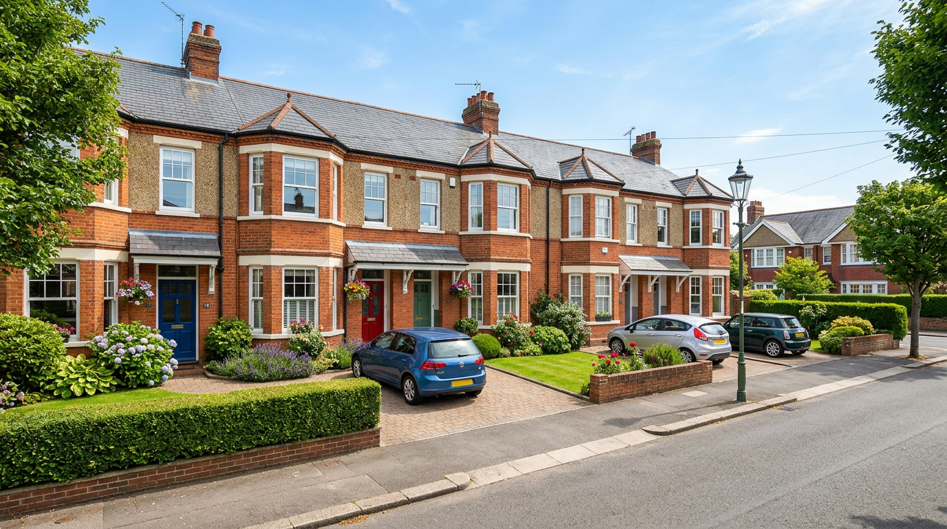 UK terraced houses with clean exteriors