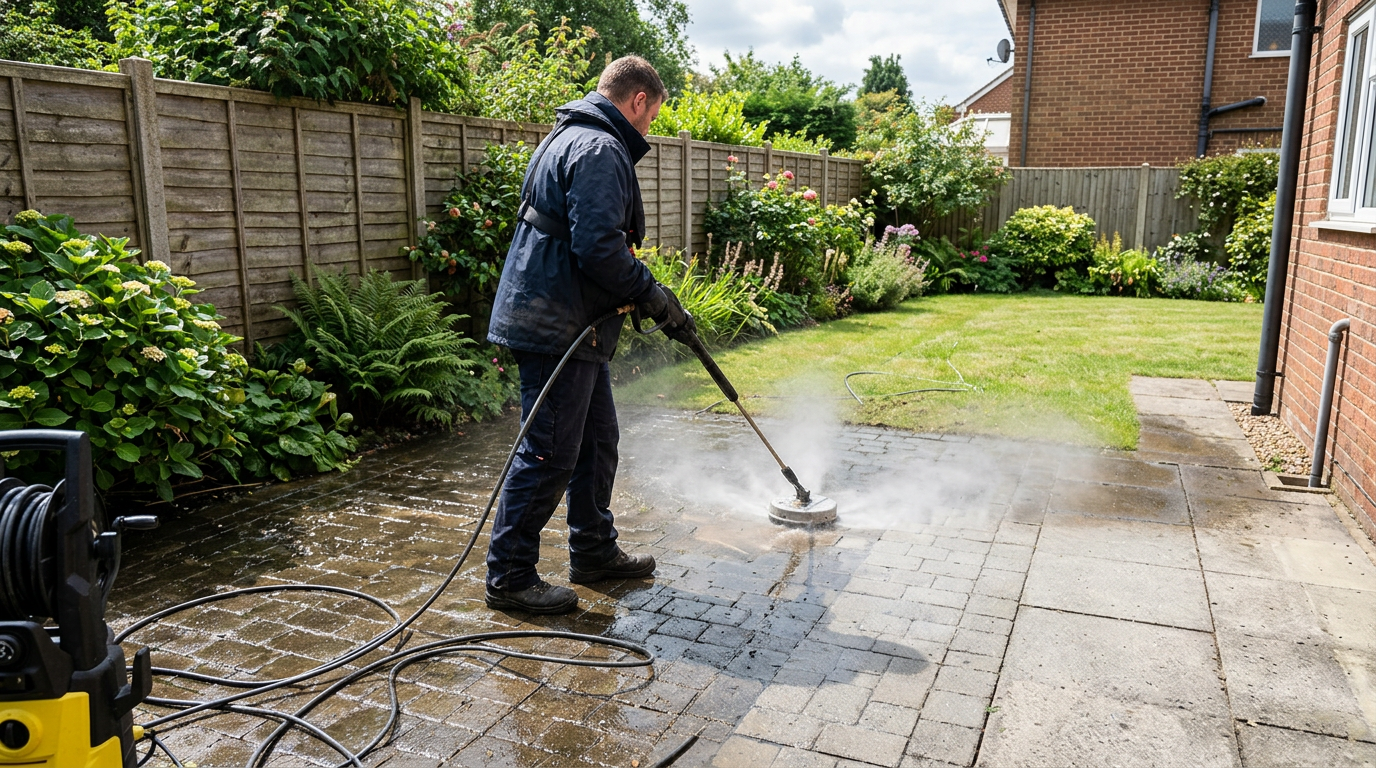 Pressure washing exterior surfaces